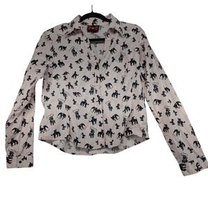 FIVE STAR BY ROPER Western Cowboy Rodeo Horse Print Button Up Shirt Women's M